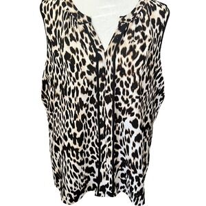 NWOT Calvin Klein Animal Print Sleeveless Top Blouse Size Large Career Casual